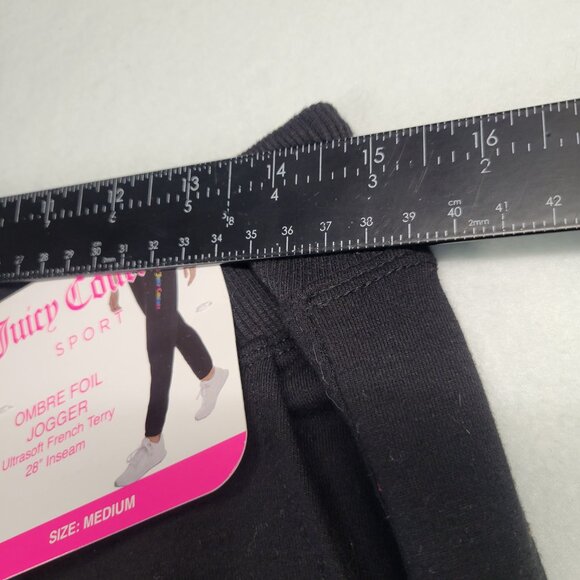 NWT‎ Juicy Couture Sport Side Jogger Womens Size Medium Black Rainbow Logo - Picture 8 of 16